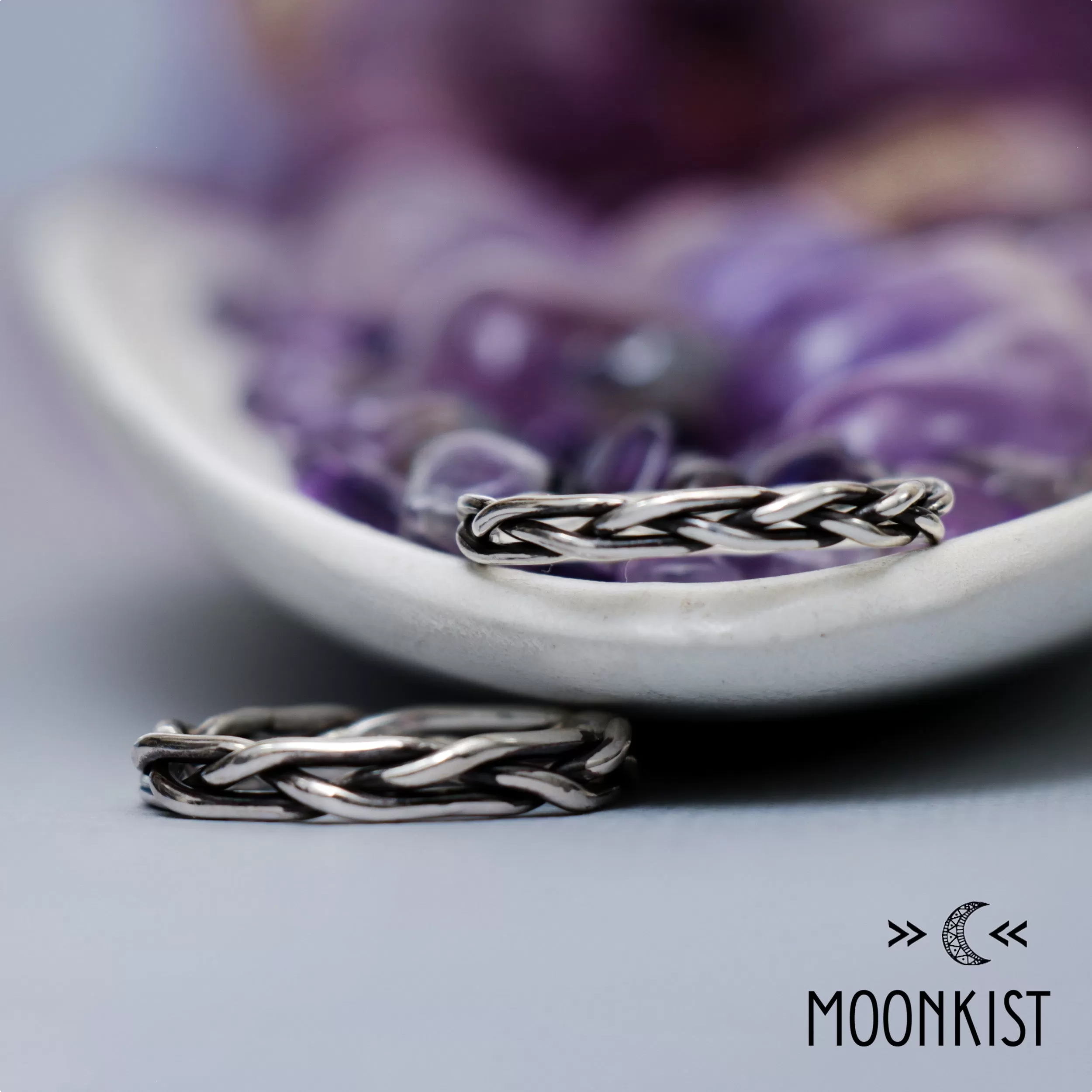 Silver Braided Wedding Ring Set | Moonkist Designs