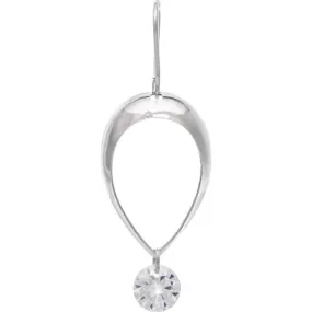 Silver Dome Top CZ Point Earrings