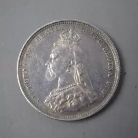 Silver Victorian Shilling Coin Dated 1887