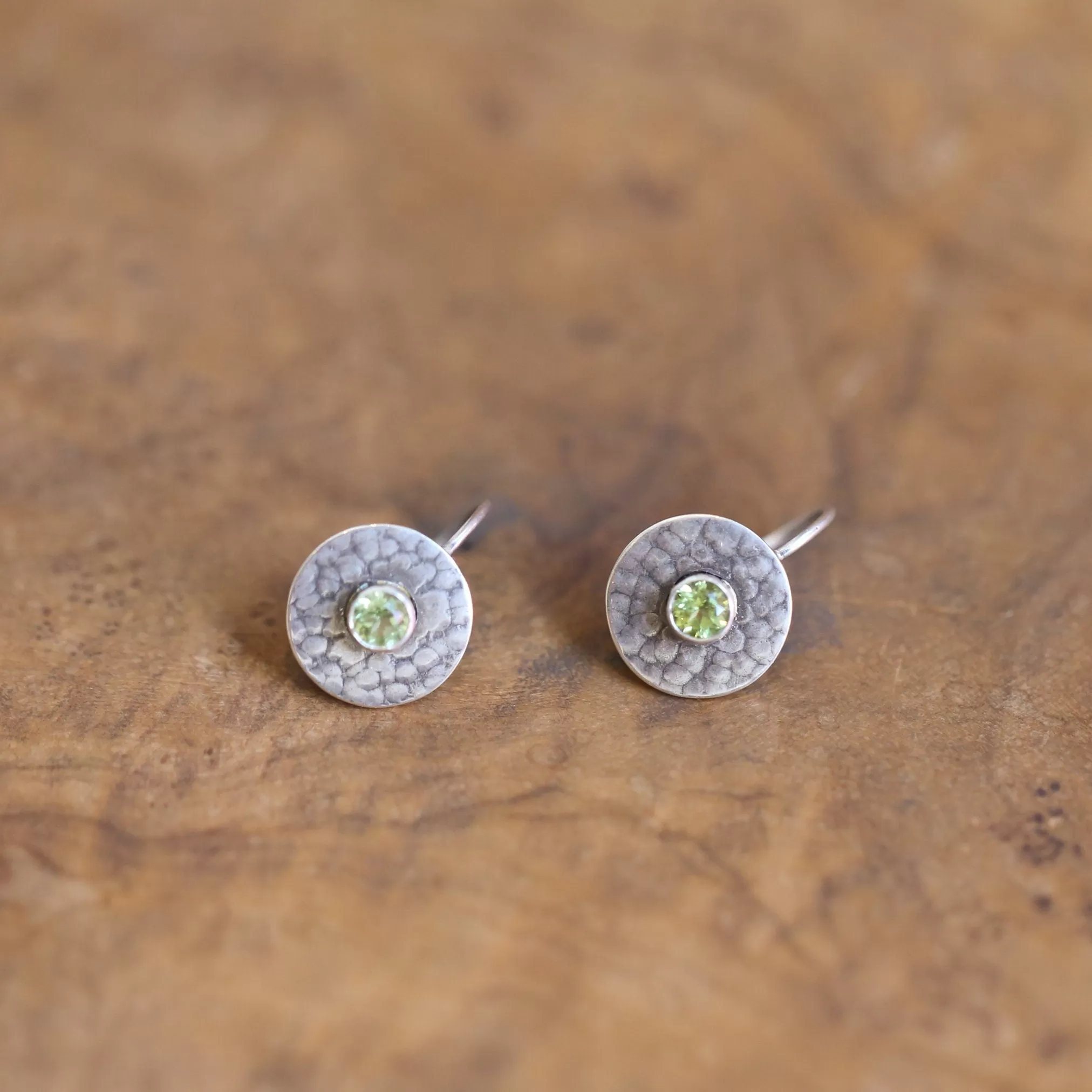 Small Peridot Drops - Peridot Earrings - Peridot Studs - Silversmith