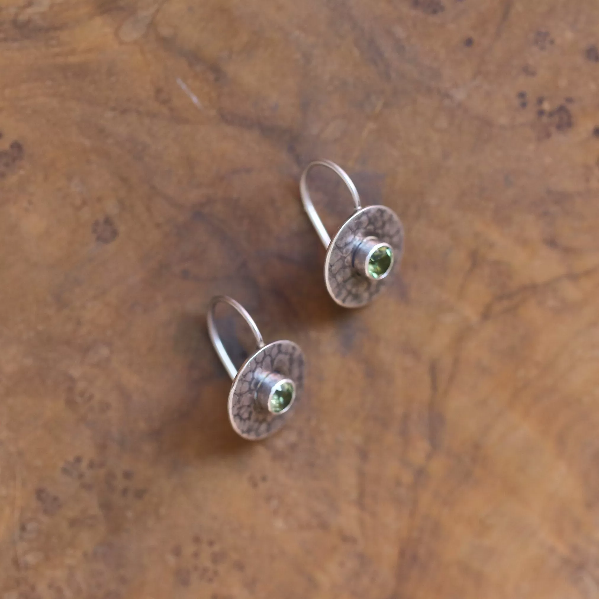 Small Peridot Drops - Peridot Earrings - Peridot Studs - Silversmith