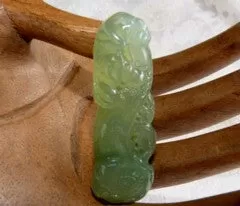 Snake Brings Wealth and Happiness Translucent Chinese Jade Pendant P563)