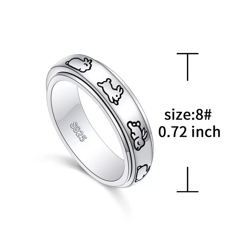 Spinner Fidget Ring S925 Sterling Silver Anxiety Worry Band Fidget Stress Relieving for Women Men