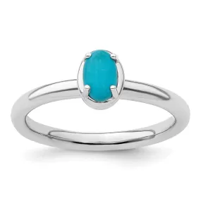 Stackable Expressions Turquoise Polished Ring in Sterling Silver