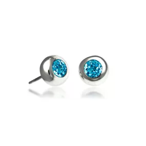 Sterling Silver Blue Topaz Bezel Set Stud Earrings