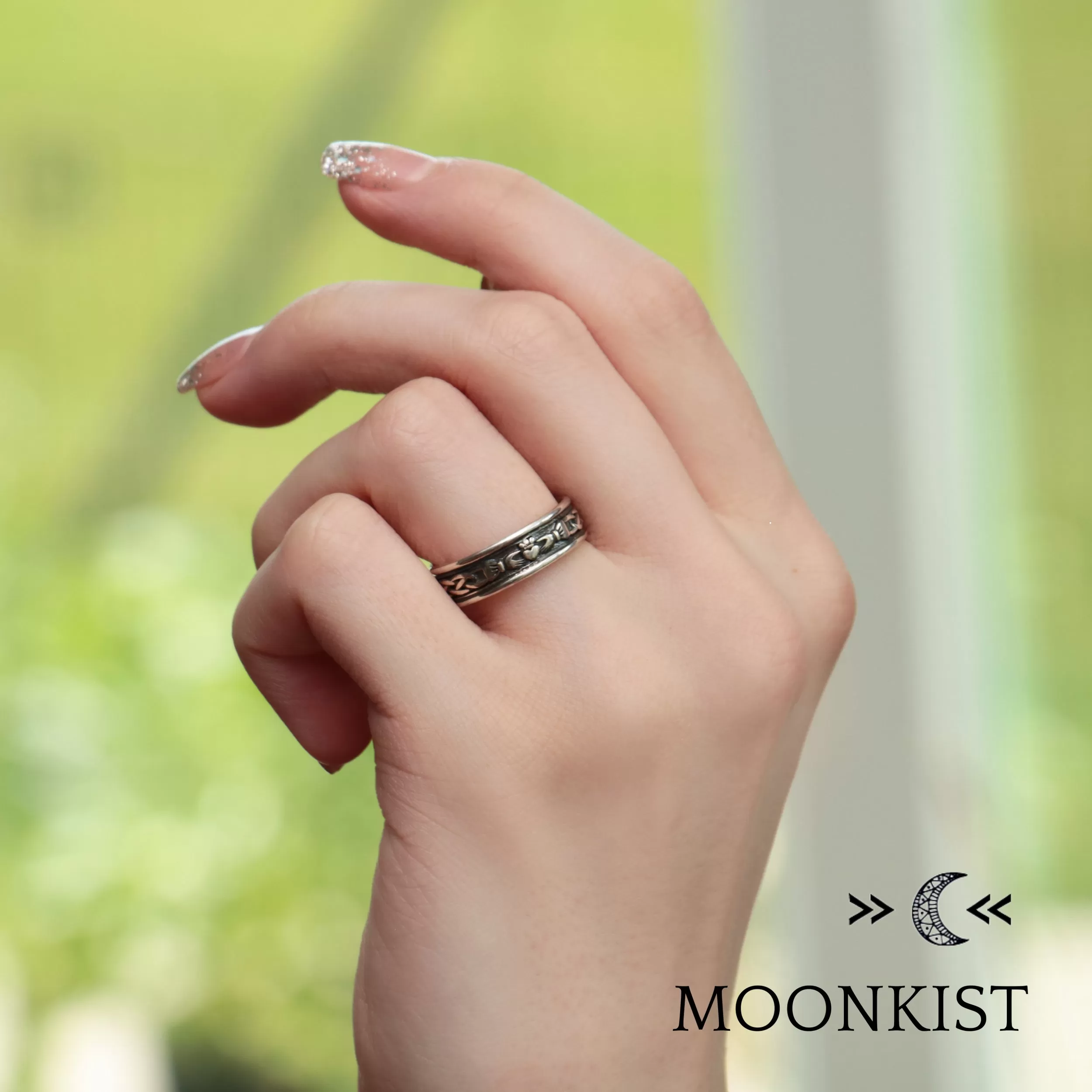 Sterling Silver Celtic Claddagh Wedding Ring Set | Moonkist Designs