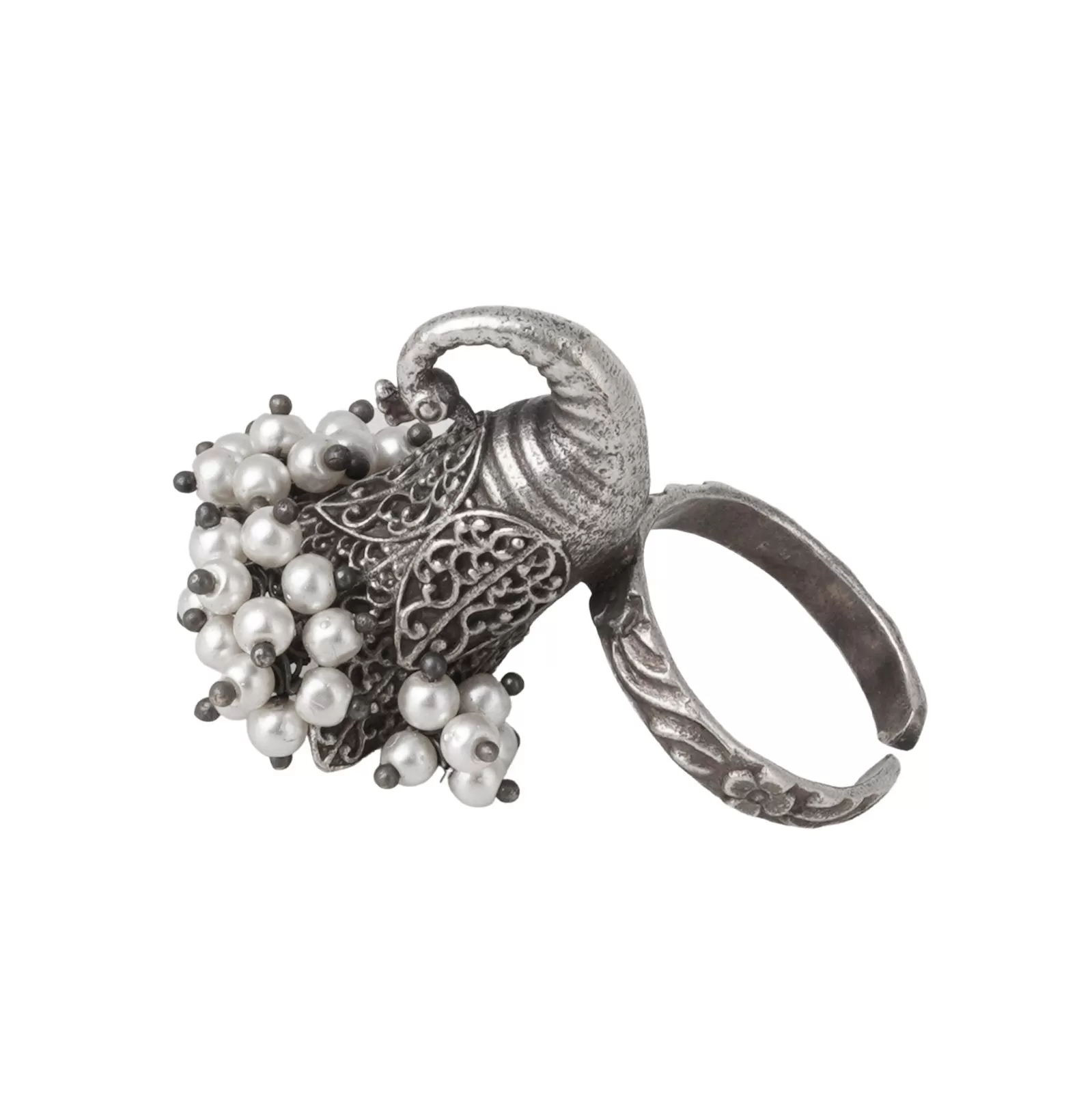 Teejh Advika Dancing Peacock Pearl Ring