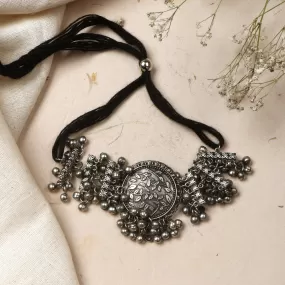 Teejh Bishika Silver Oxidised Choker Necklace