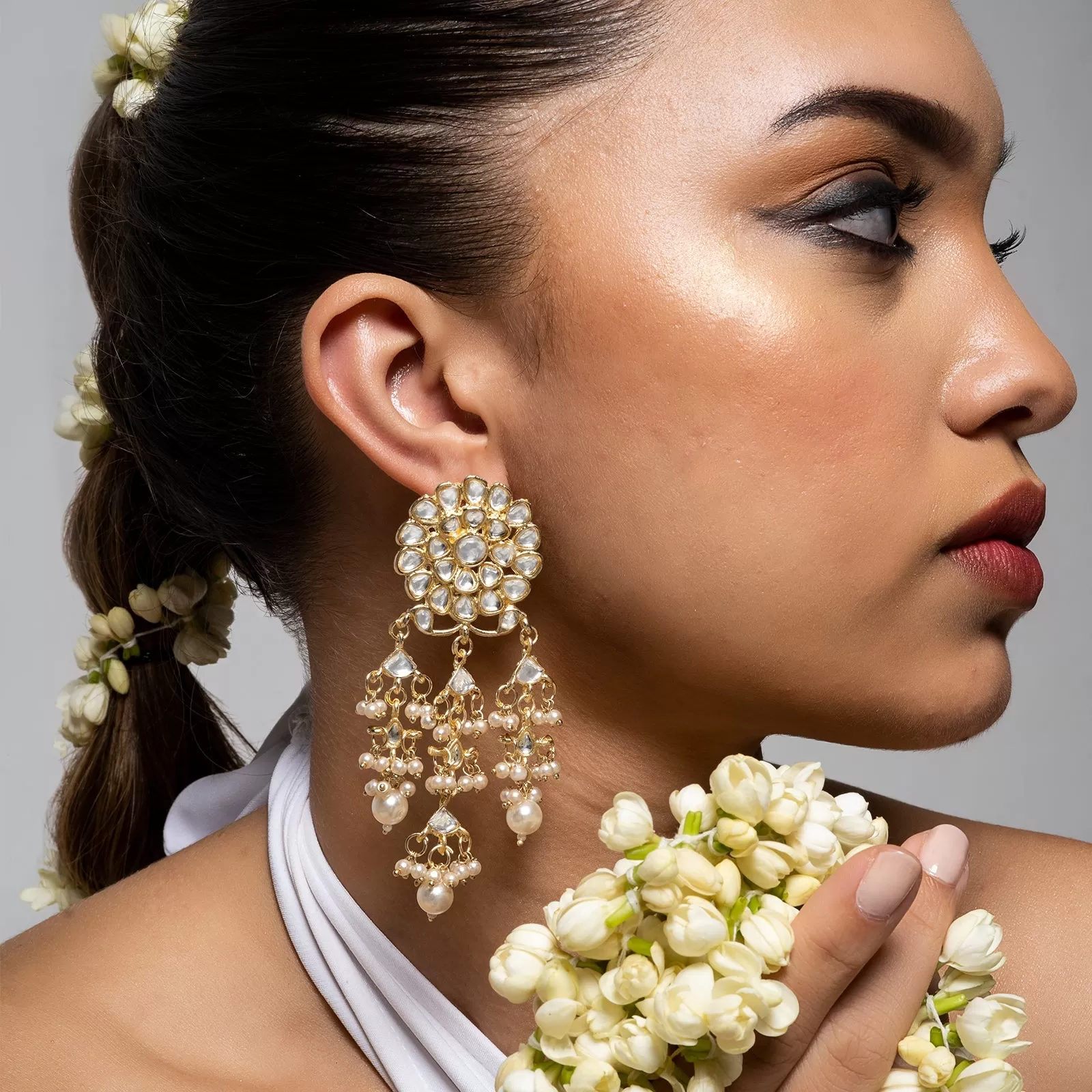 Teejh Nainika Pearl and Polki Earring