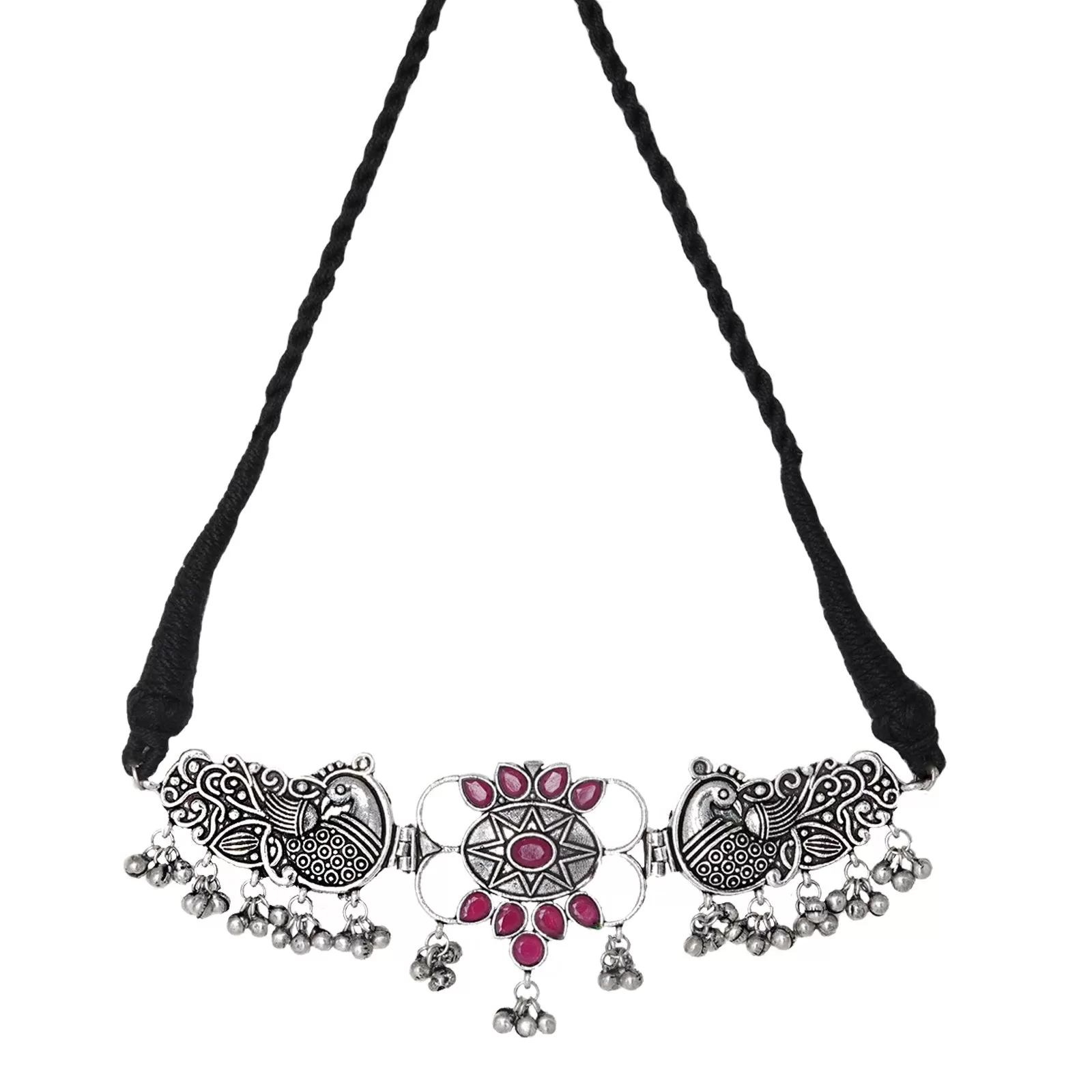 Teejh Parul Pink Peacock Choker Necklace