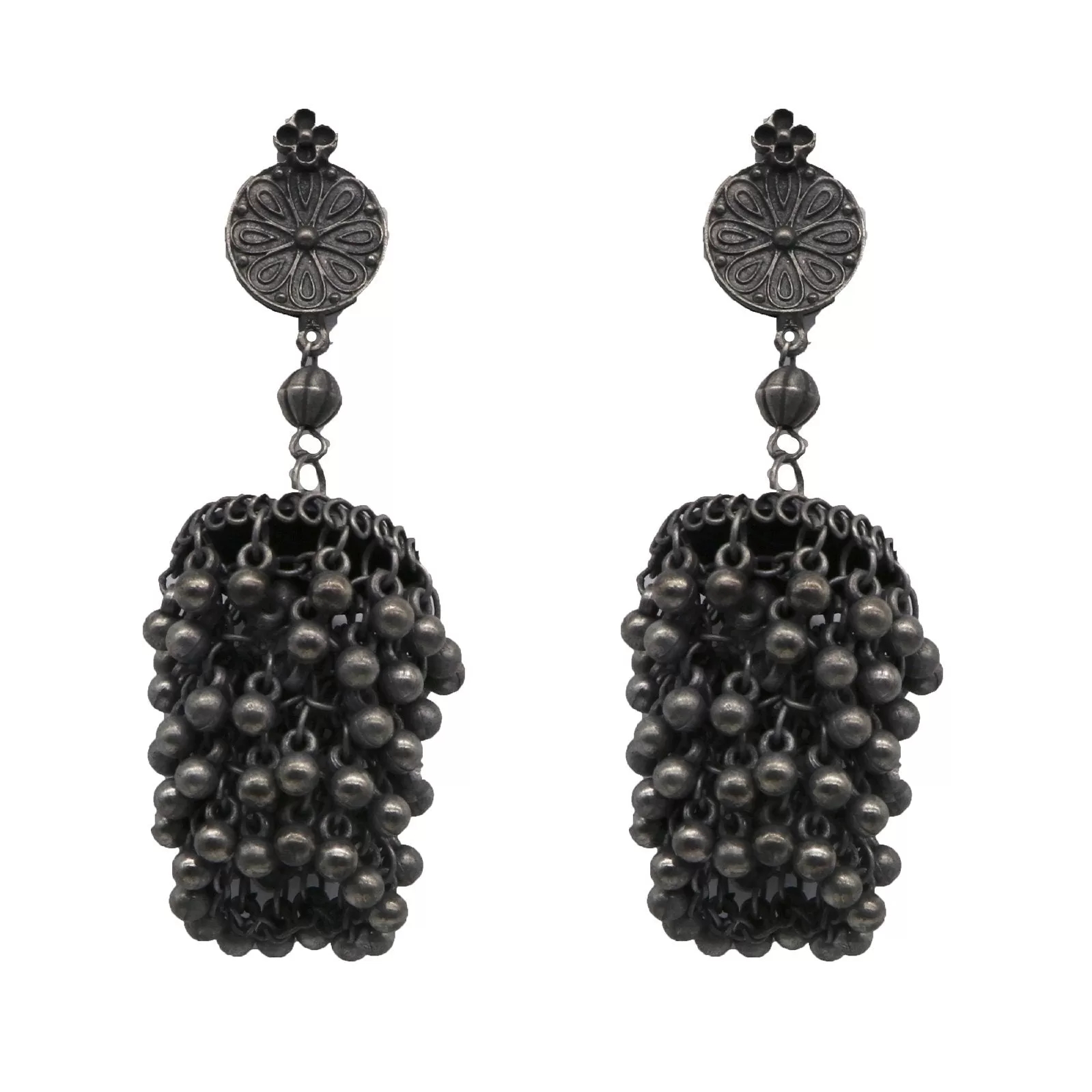 Teejh Saira Silver Oxidised  Earrings