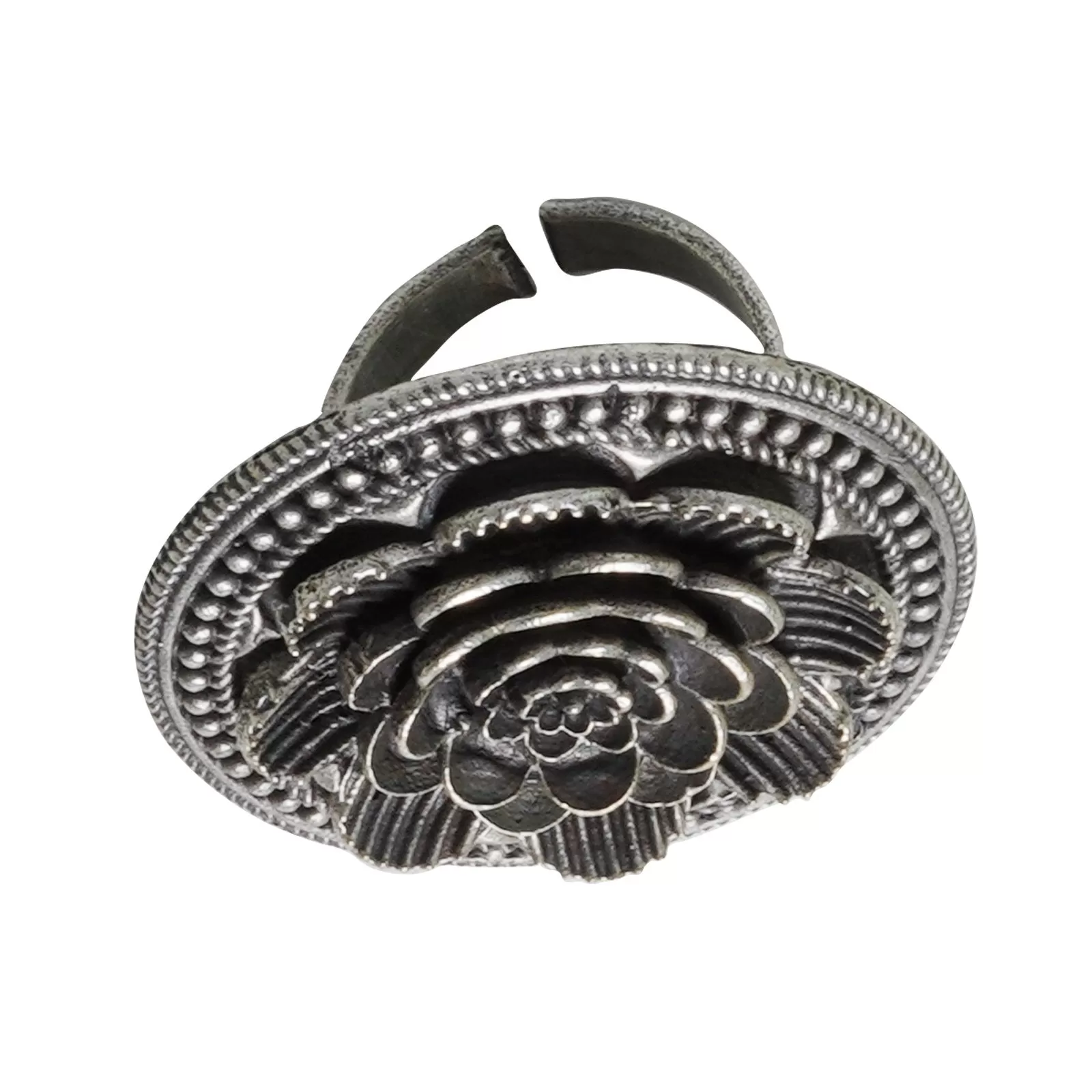 Teejh Smriti Floral Silver Oxidised Ring