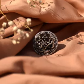 Teejh Smriti Floral Silver Oxidised Ring