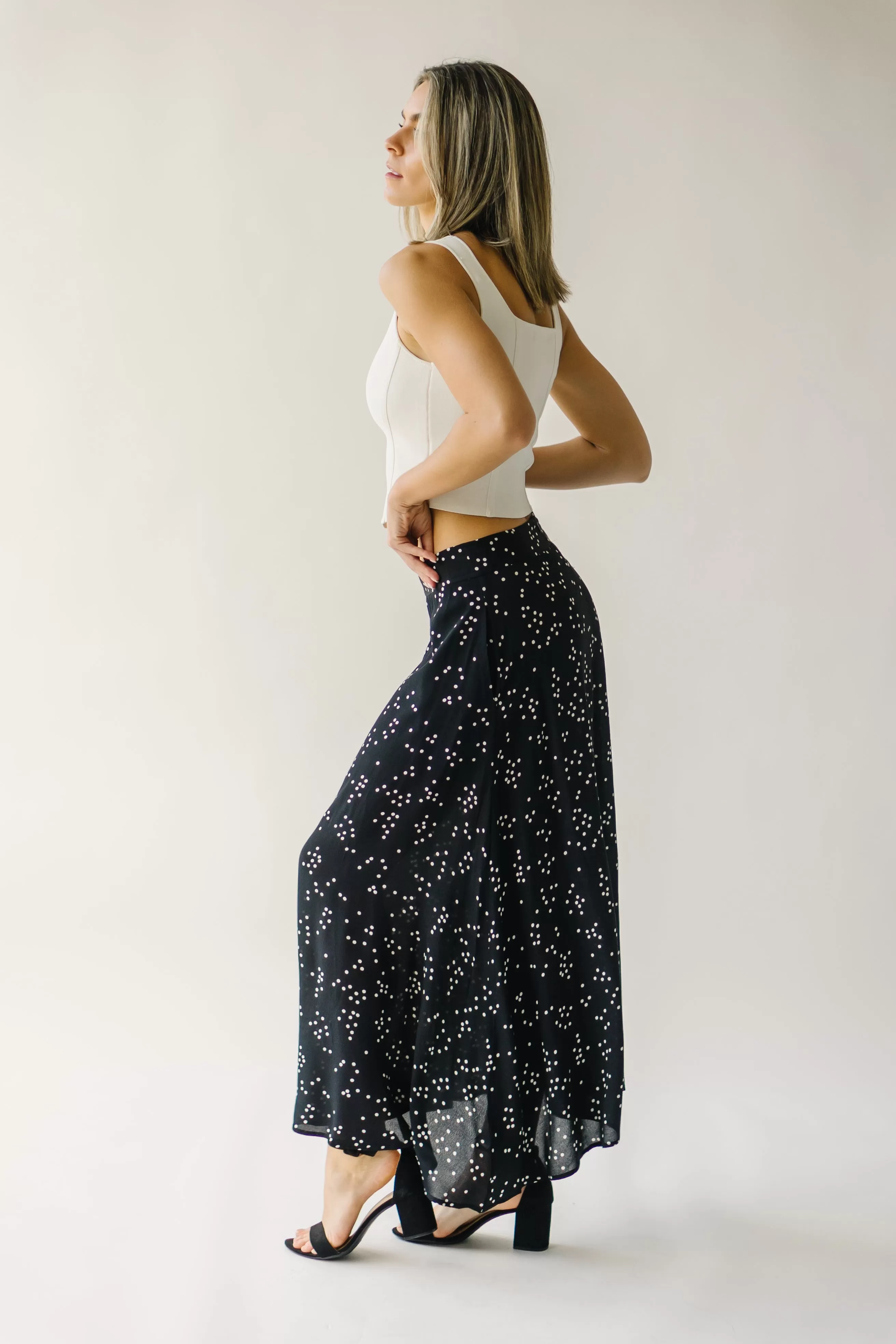 The Coburg Polka-Dot Midi Skirt in Black