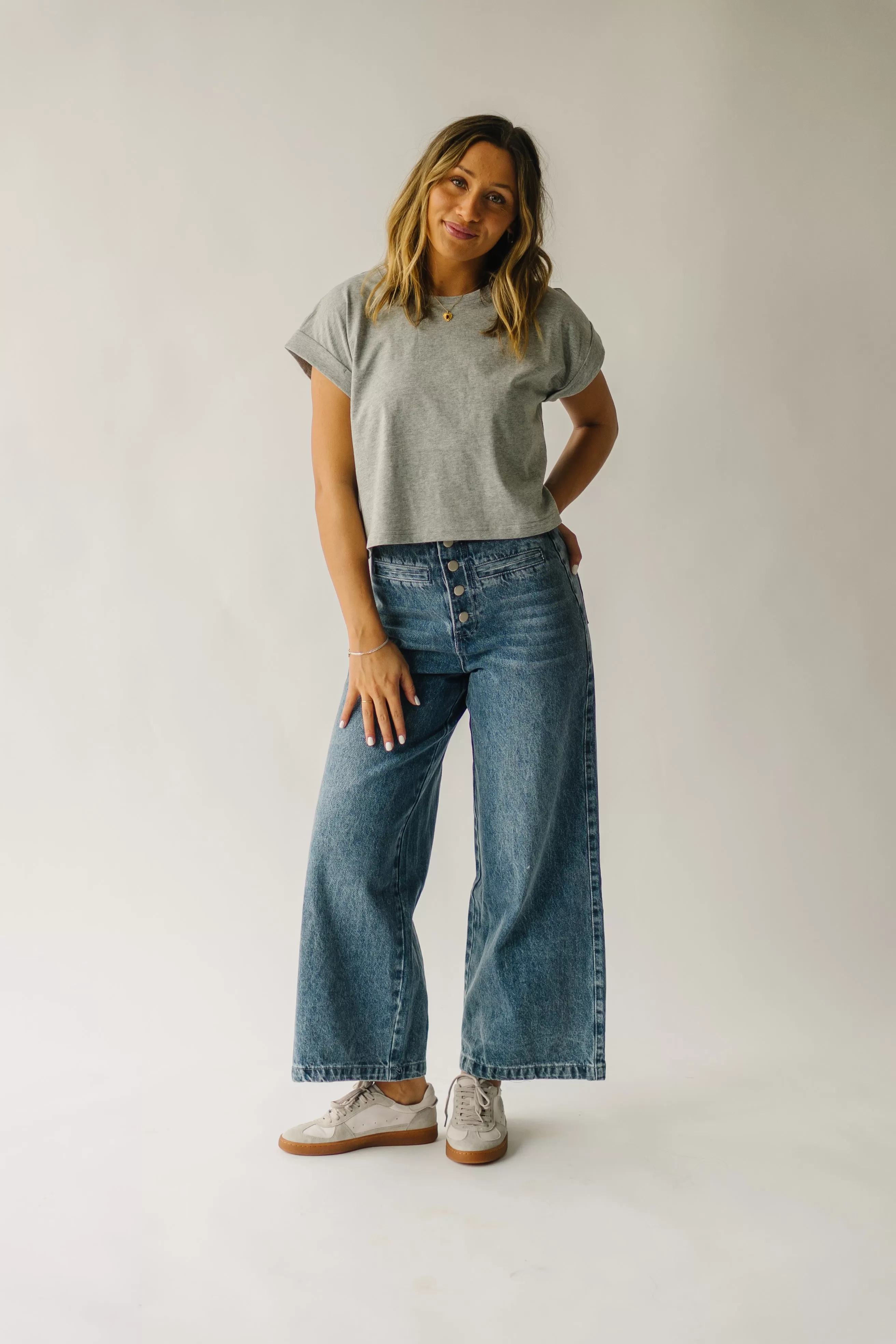 The Davian High Waisted Jean in Washed Denim