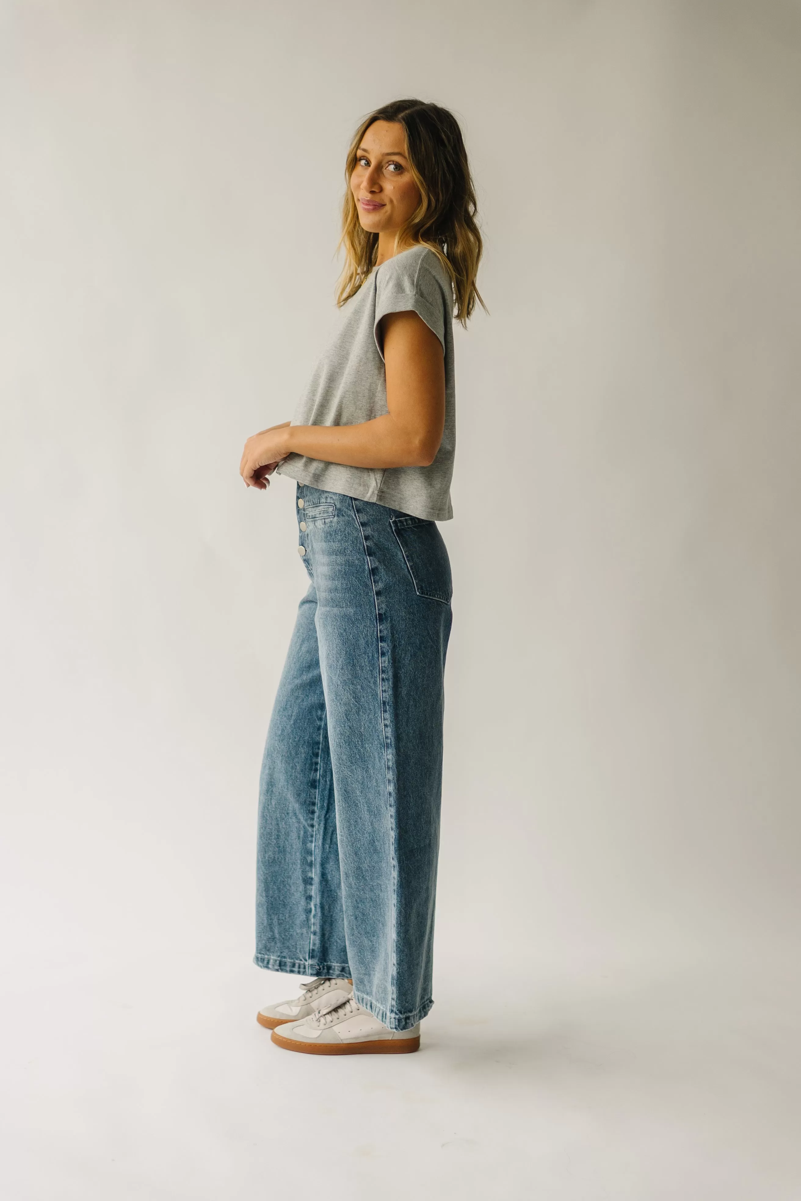 The Davian High Waisted Jean in Washed Denim