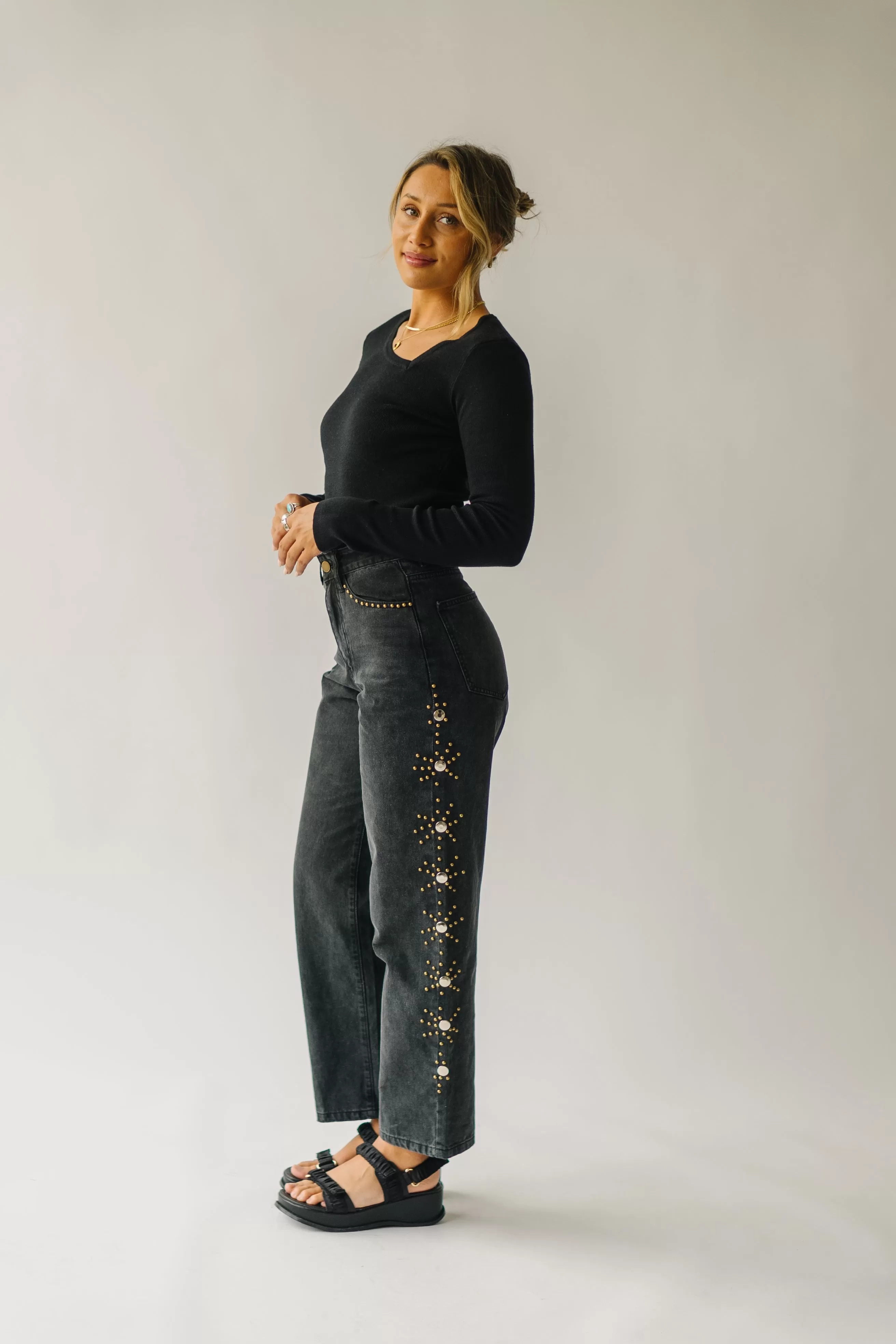 The Farrens Stud Detail Pant in Black