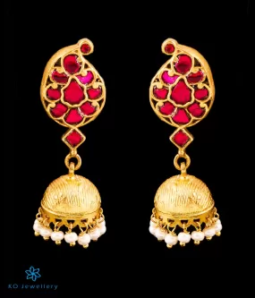 The Paisley Silver Kundan Jhumkas (Red)