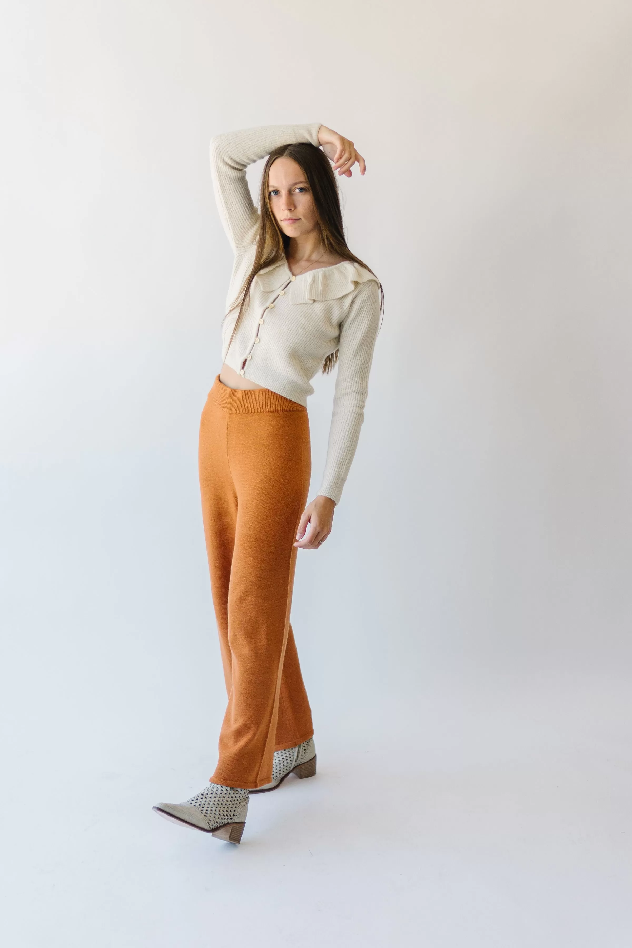 The Puth Straight Leg Sweater Pant in Rust