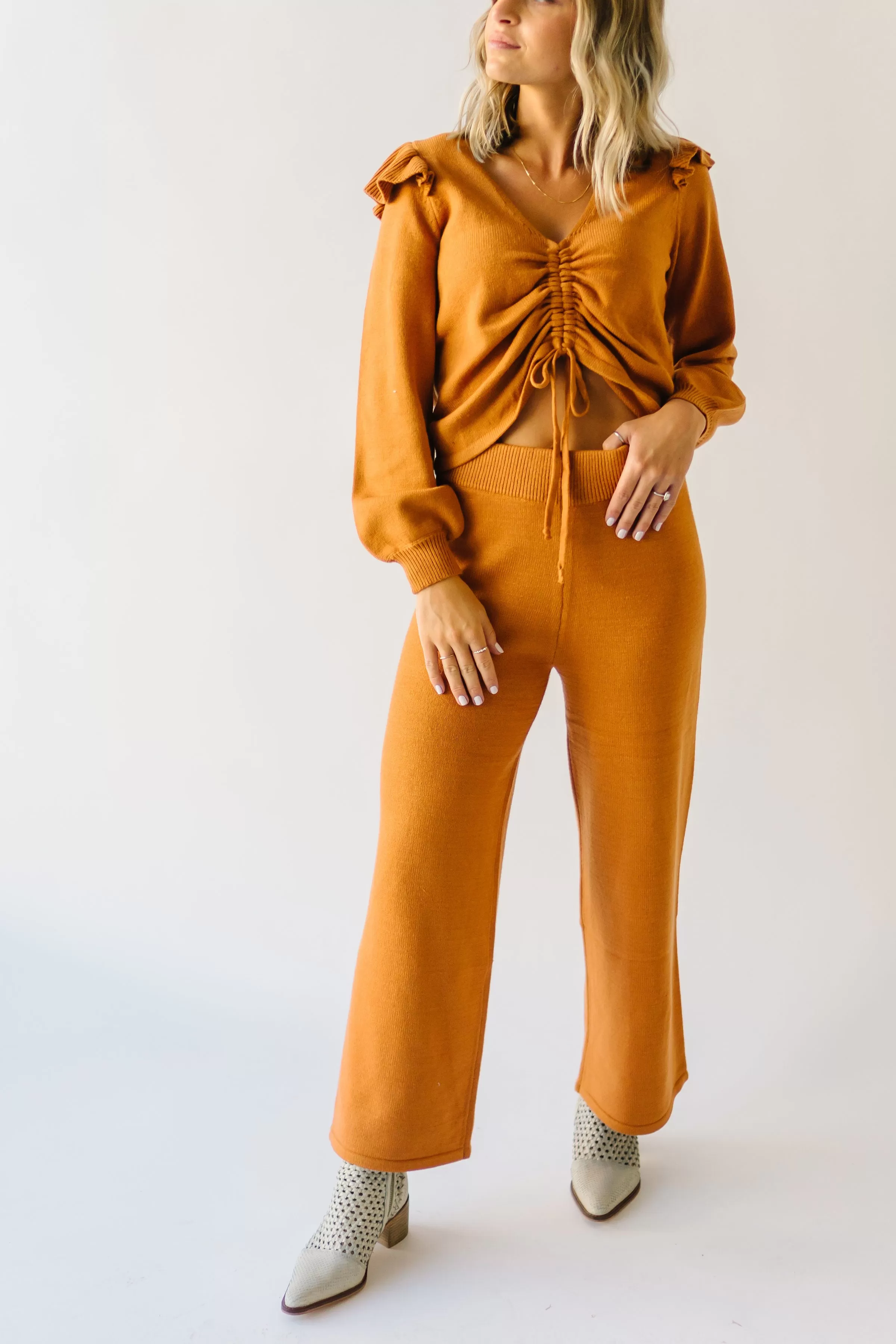 The Puth Straight Leg Sweater Pant in Rust