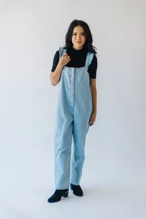 The Redlands Ruffle Detail Jumpsuit in Denim