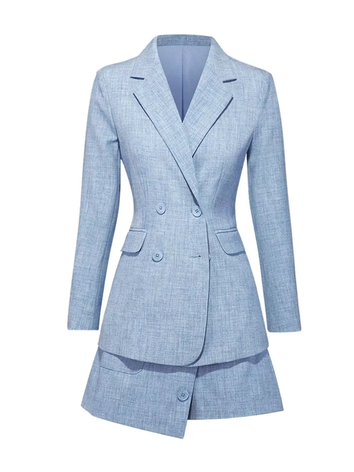 Tina Blue Double Breasted Blazer & Mini Shorts Set