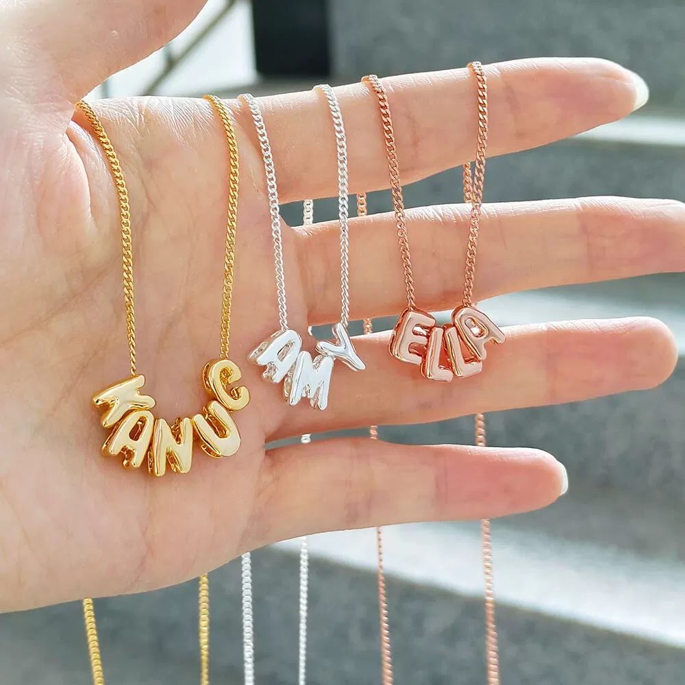 Tiny Bubble Letters Necklace