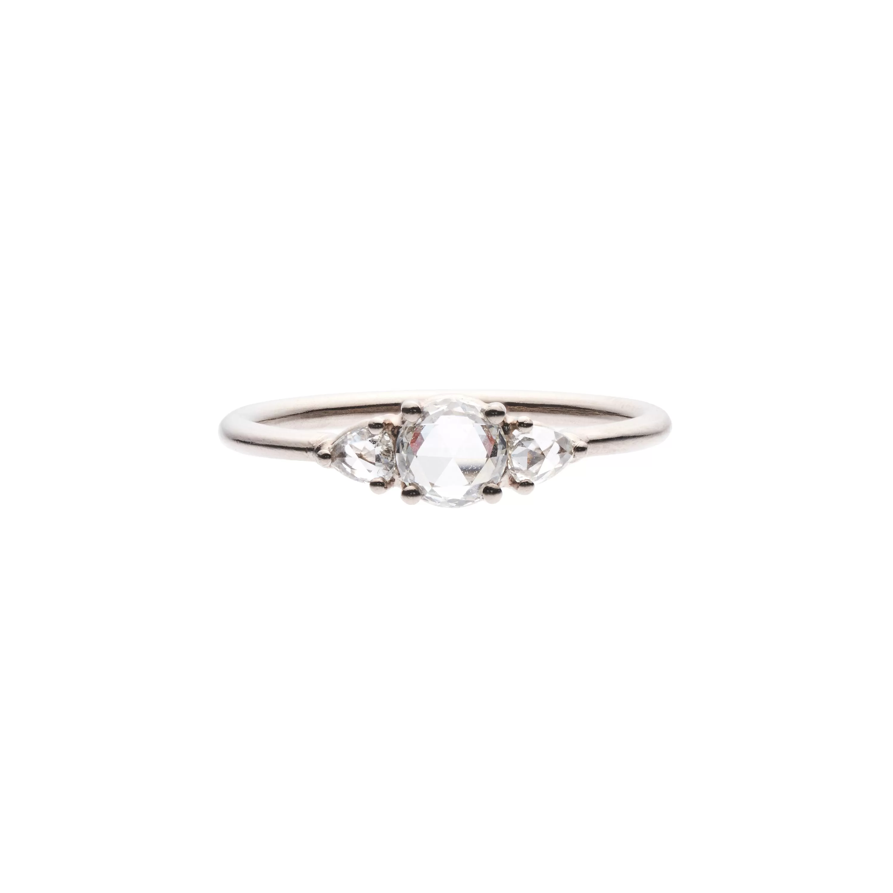 Tura Sugden 18k White Gold Triple Rose Cut Diamond Ring