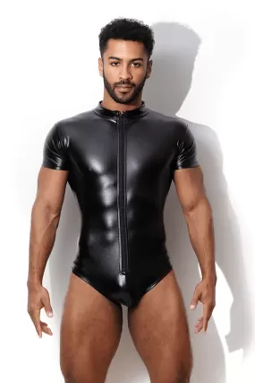 Vegan Leather Zipper Bodysuit