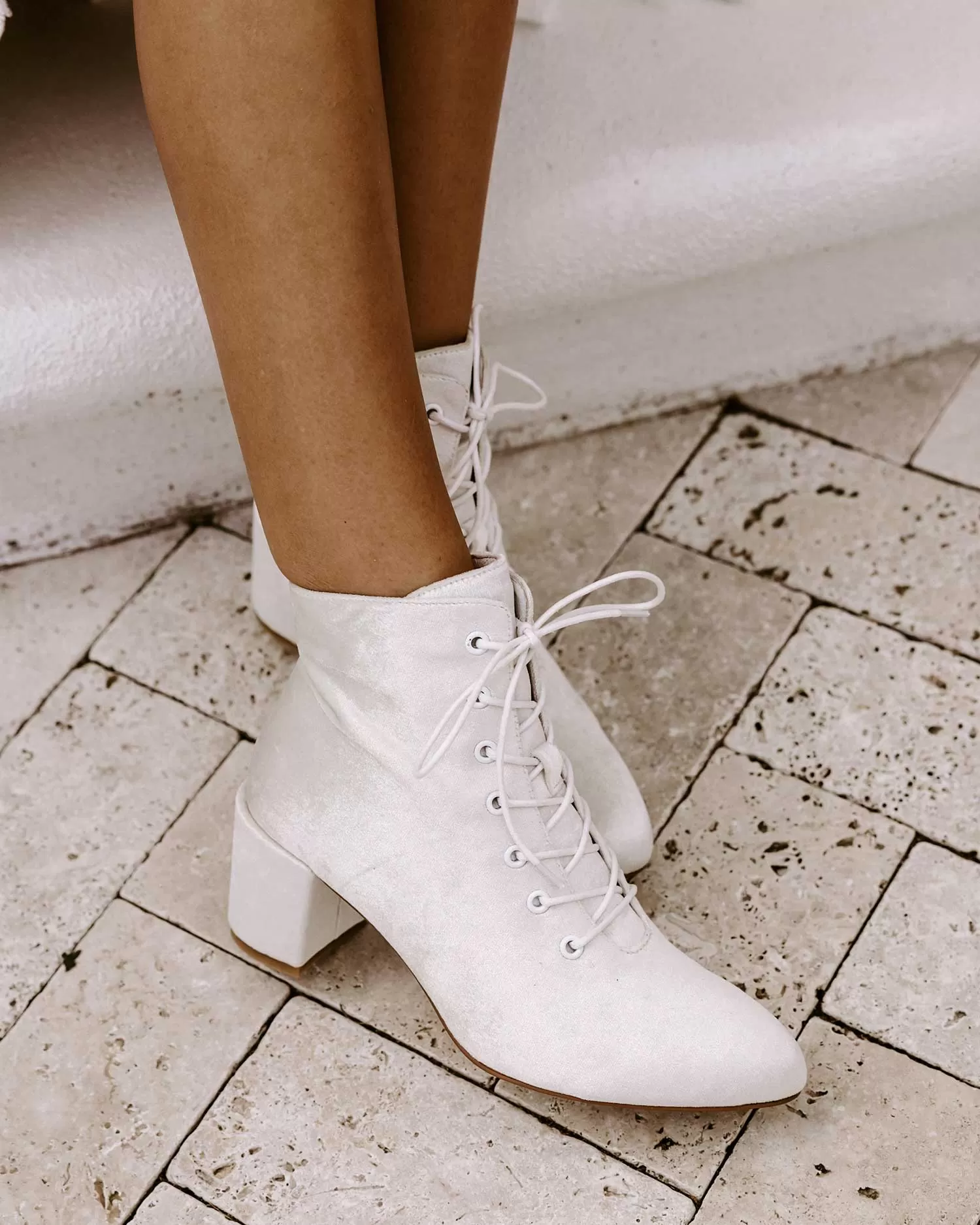 VOW - VELVET BRIDAL ANKLE BOOTIES