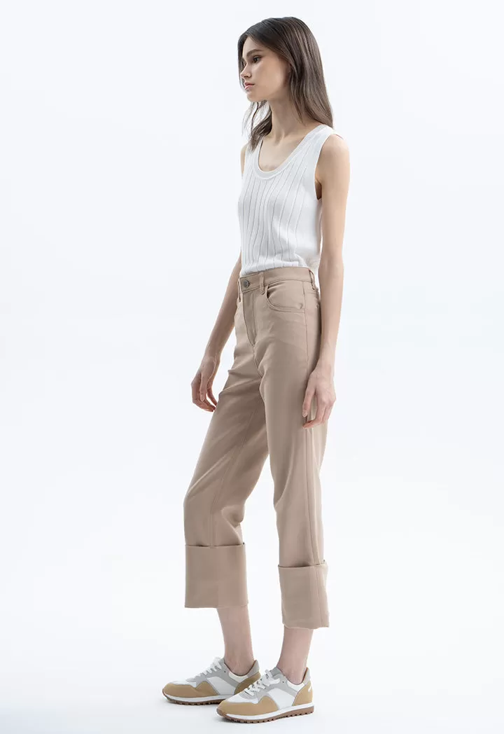 Wide Folded Solid Pants