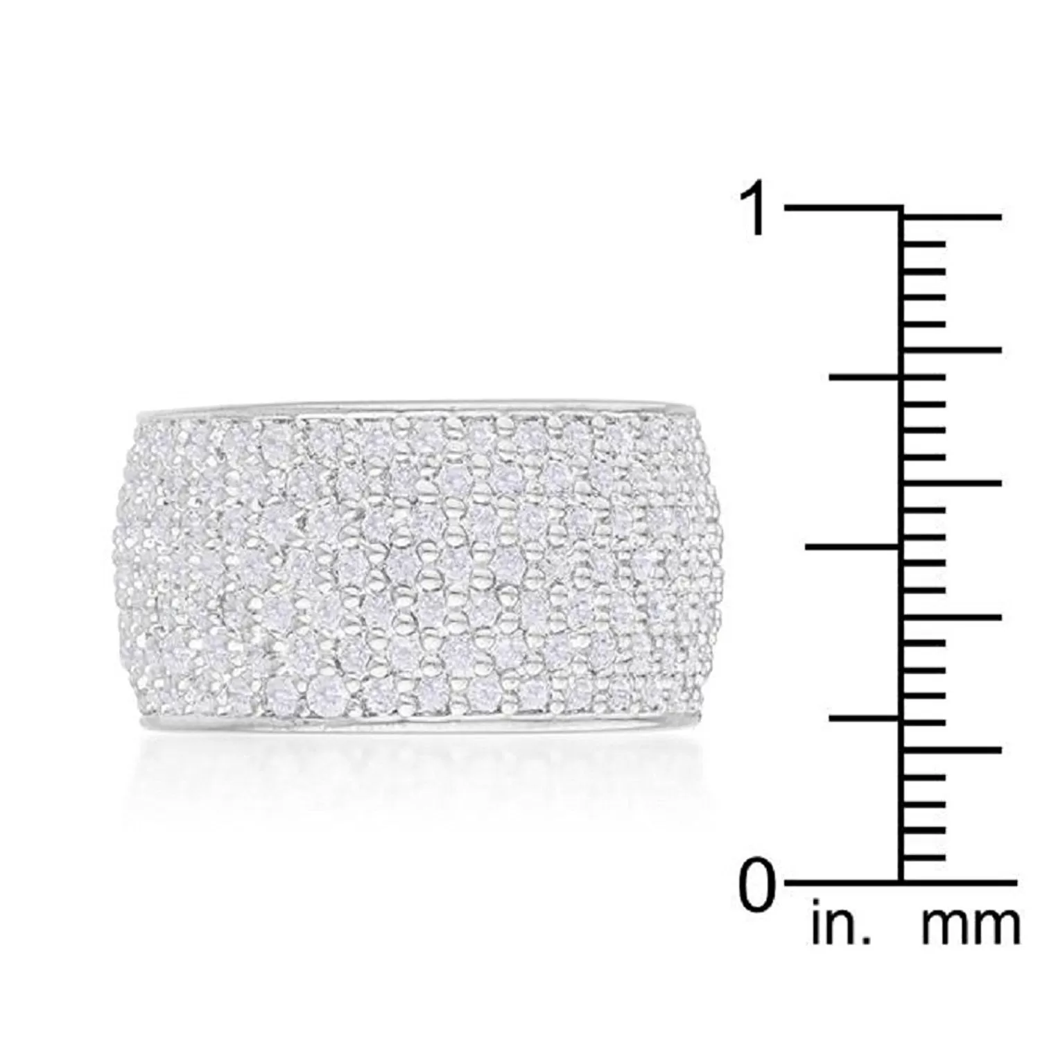 WildKlass Wide Pave Cubic Zirconia Silvertone Band Ring