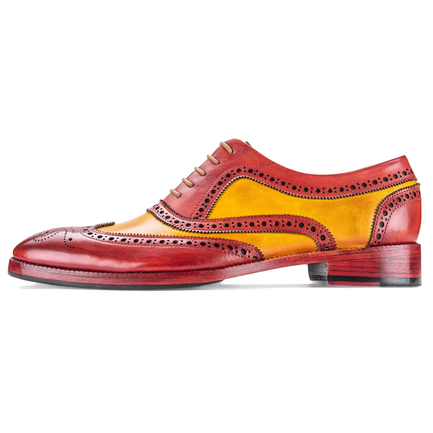 Wingtip Brogue Oxford- Red & Tan