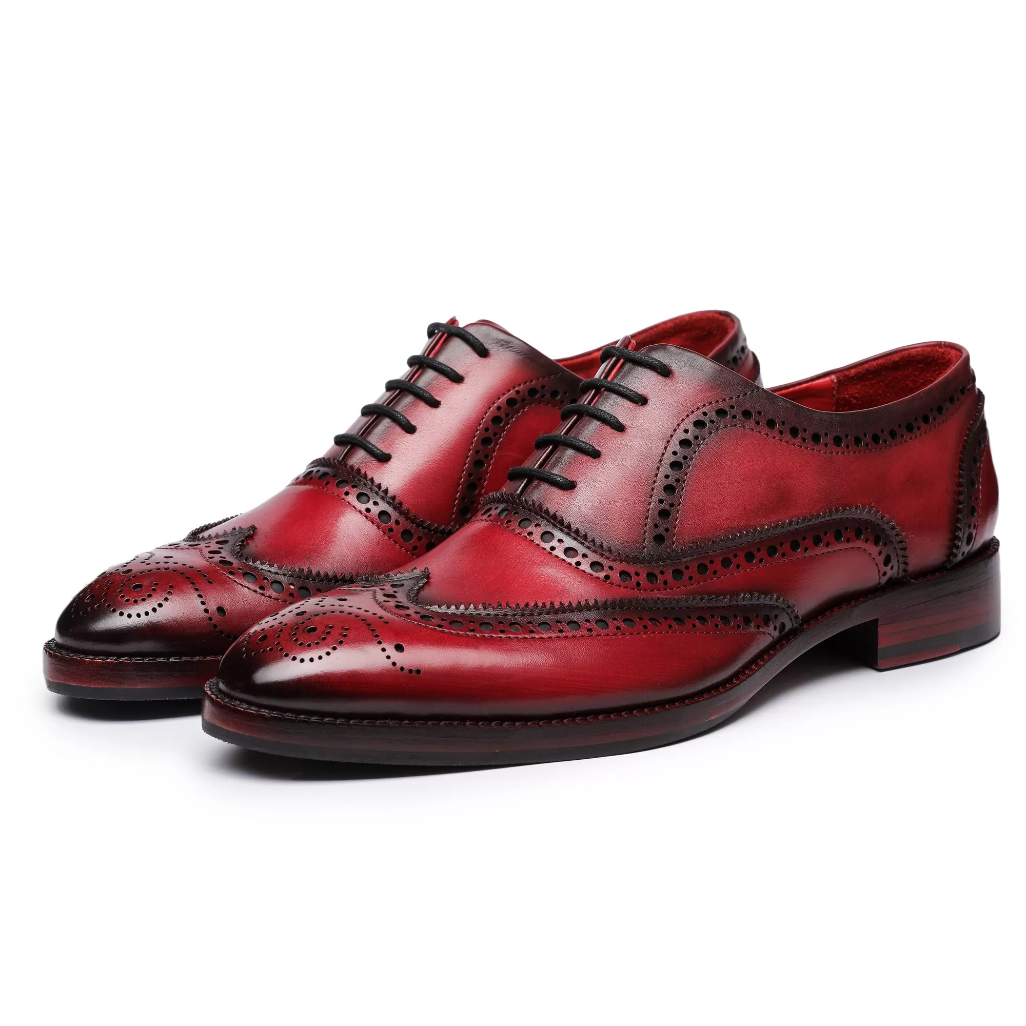 Wingtip Brogue Oxford- Wine Red