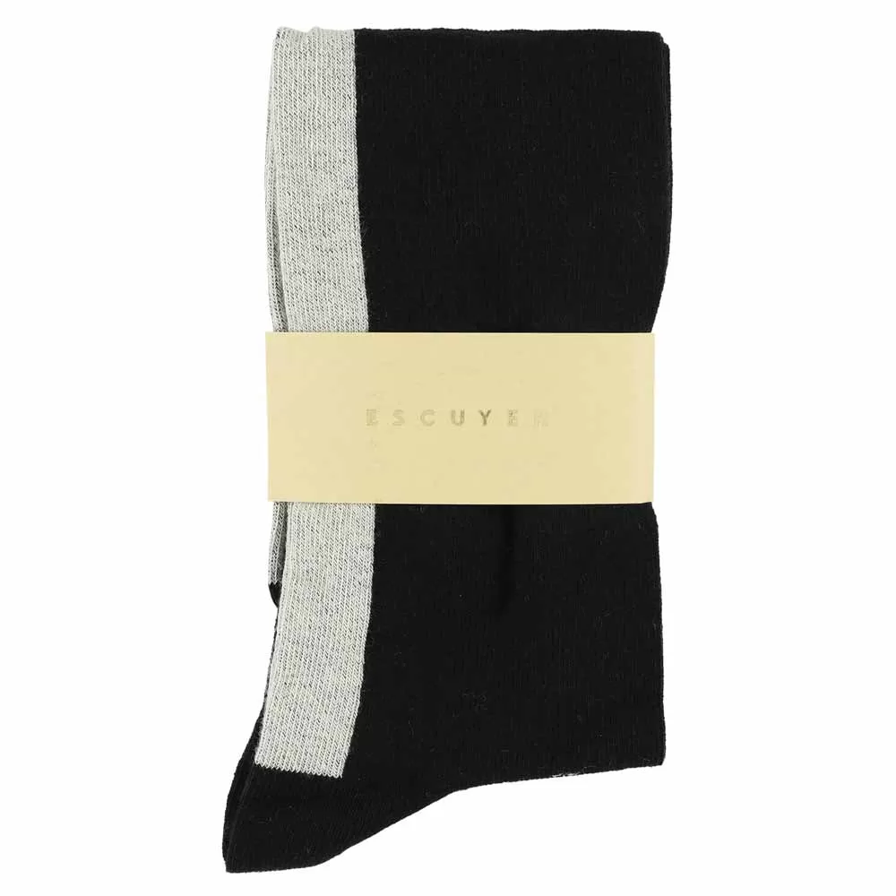 Women Knee High Socks Black / Ecru