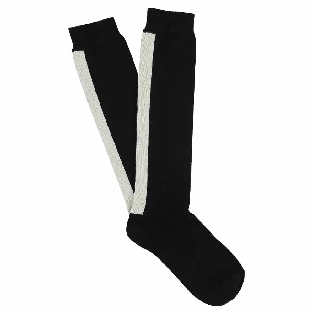 Women Knee High Socks Black / Ecru