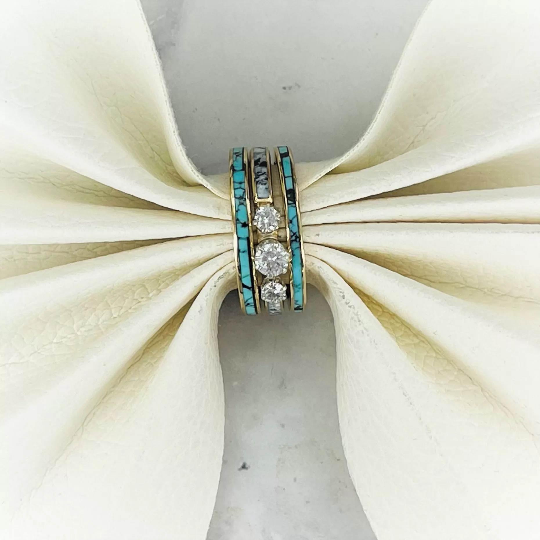 Women's Custom Turquoise Inlay Wedding Bands