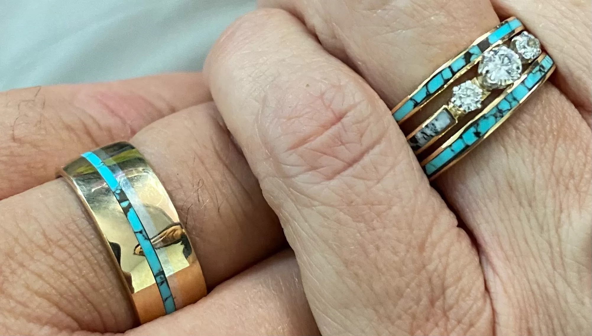 Women's Custom Turquoise Inlay Wedding Bands