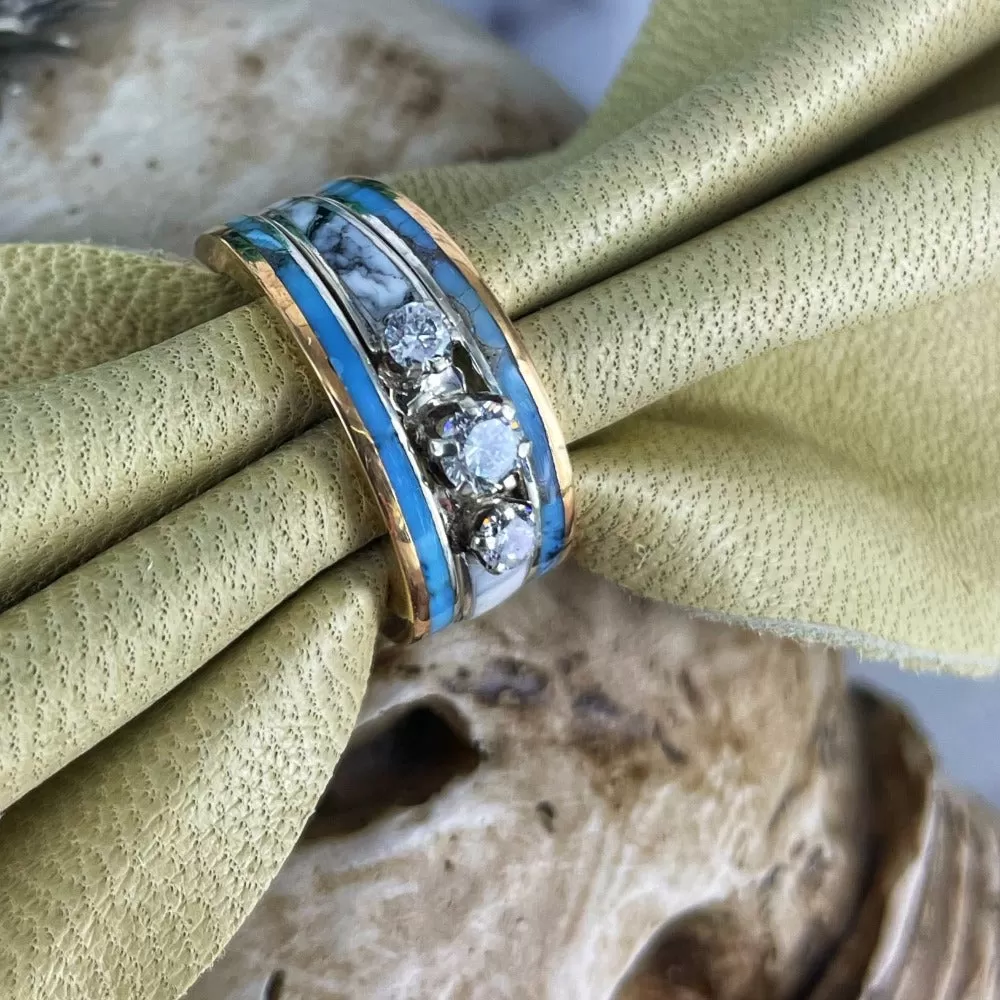 Women's Custom Turquoise Inlay Wedding Bands