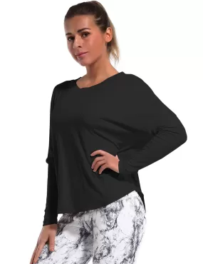 yogastudio Batwing Tunic Tops black_yogastudio