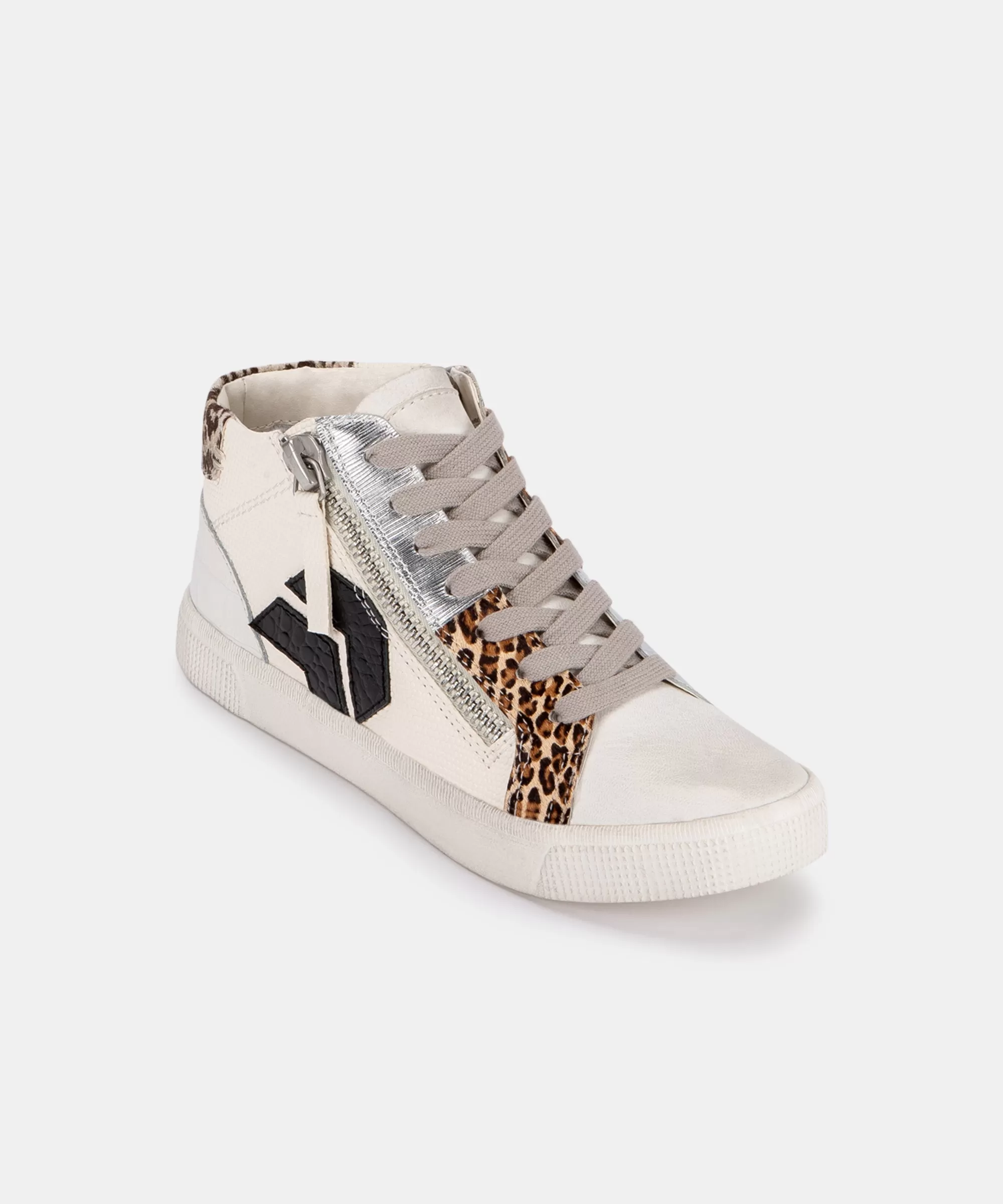 ZONYA SNEAKERS IN WHITE/BLACK EMBOSSED LIZARD - re:vita